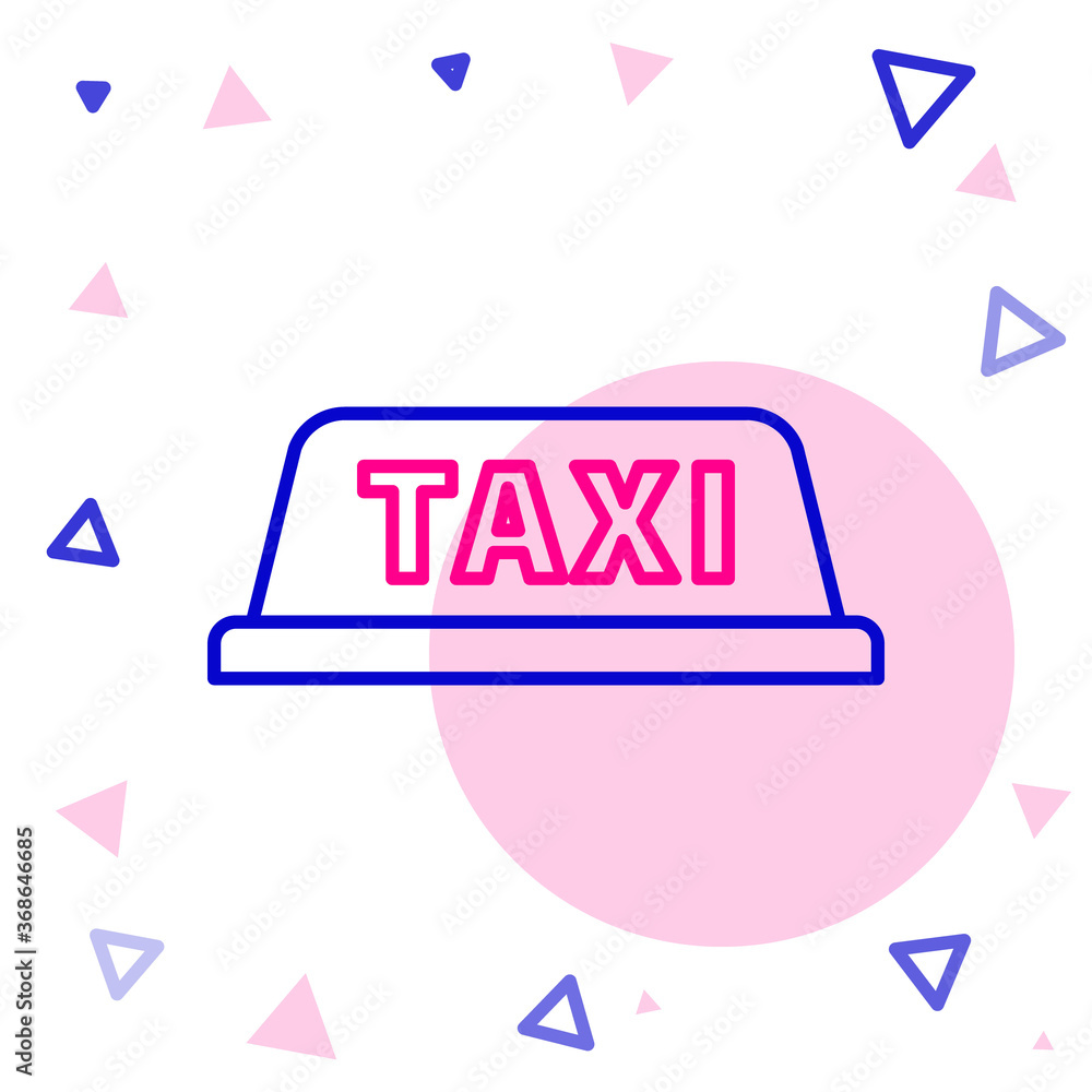 Line Taxi车顶图标隔离在白色背景上。彩色轮廓概念。矢量插图。