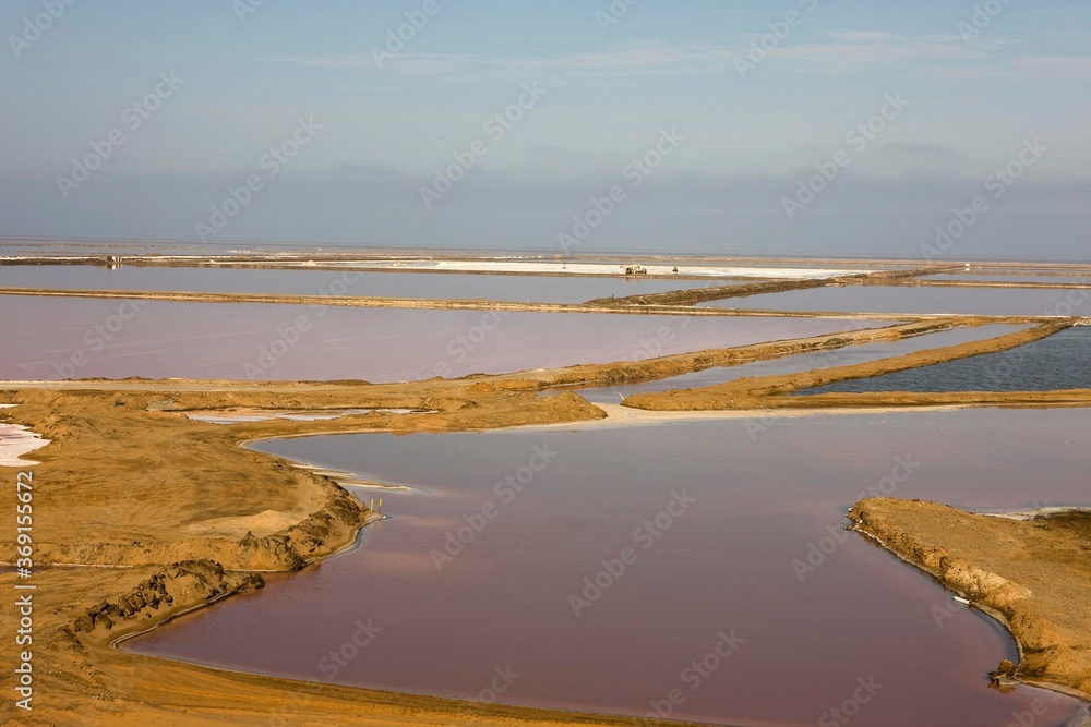 纳米比亚沃尔维斯湾附近的盐厂