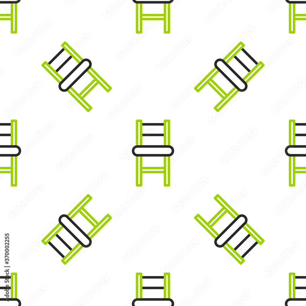 白色背景上的线条椅图标隔离无缝图案。矢量插图。