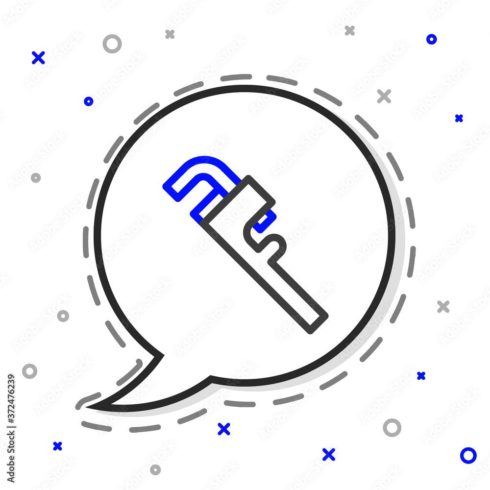Line Pipe adjustable wrench icon isolated on white background. Colorful outline concept. Vector Illu