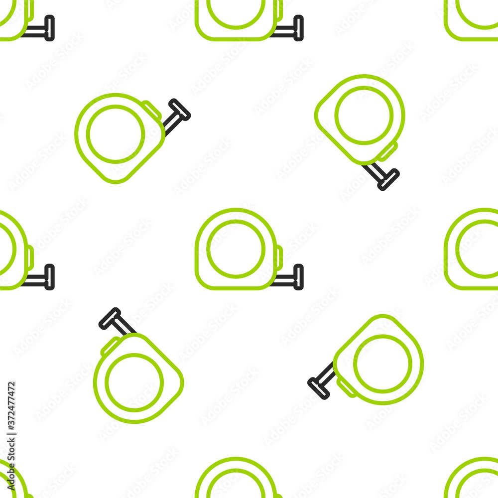 Line Roulette construction icon isolated seamless pattern on white background. Tape measure symbol. 