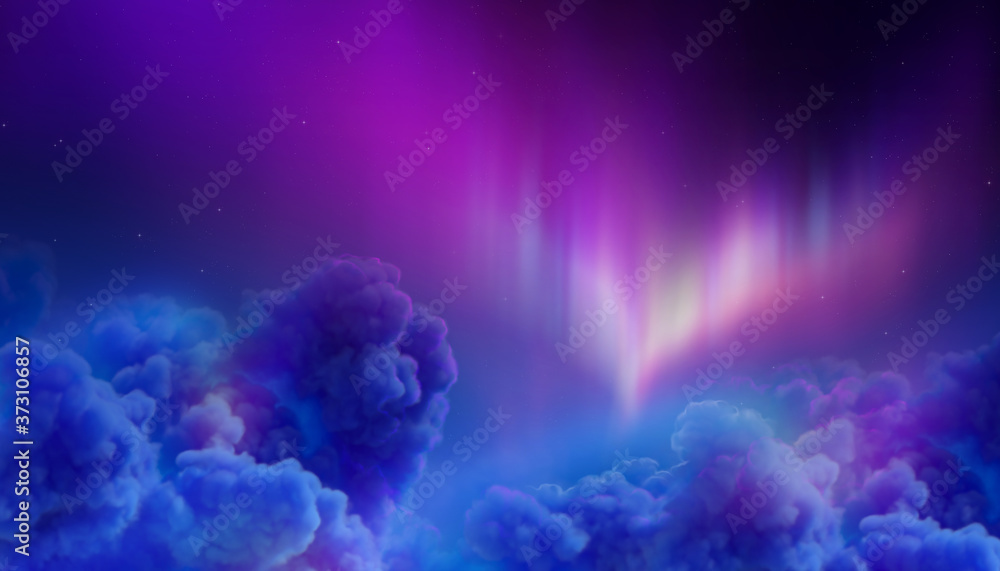 digital illustration, Aurora Borealis, abstract background. Northern lights in polar night sky, cott