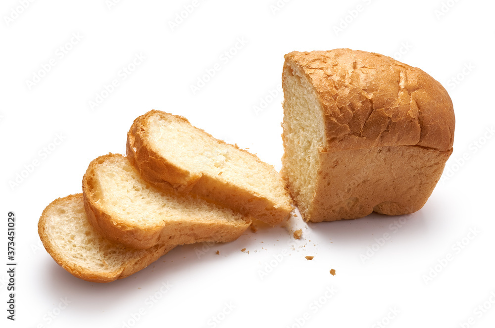 Sliced bread loaf isolated on white background