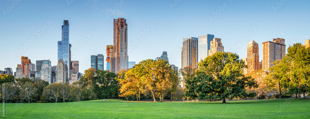 美国纽约市中央公园秋季全景