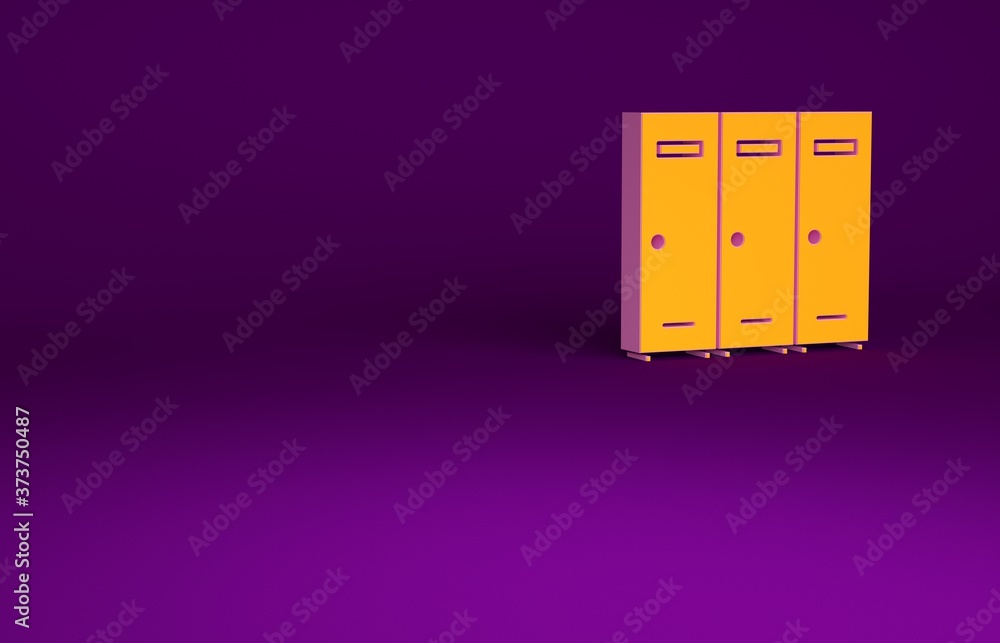 橙色储物柜或更衣室，用于曲棍球、足球、篮球队或工人图标隔离在pur上