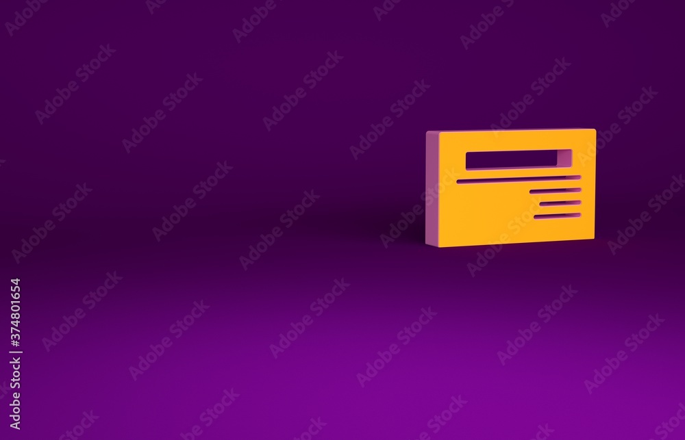 橙色名片，名片图标隔离在紫色背景上。企业身份模板。