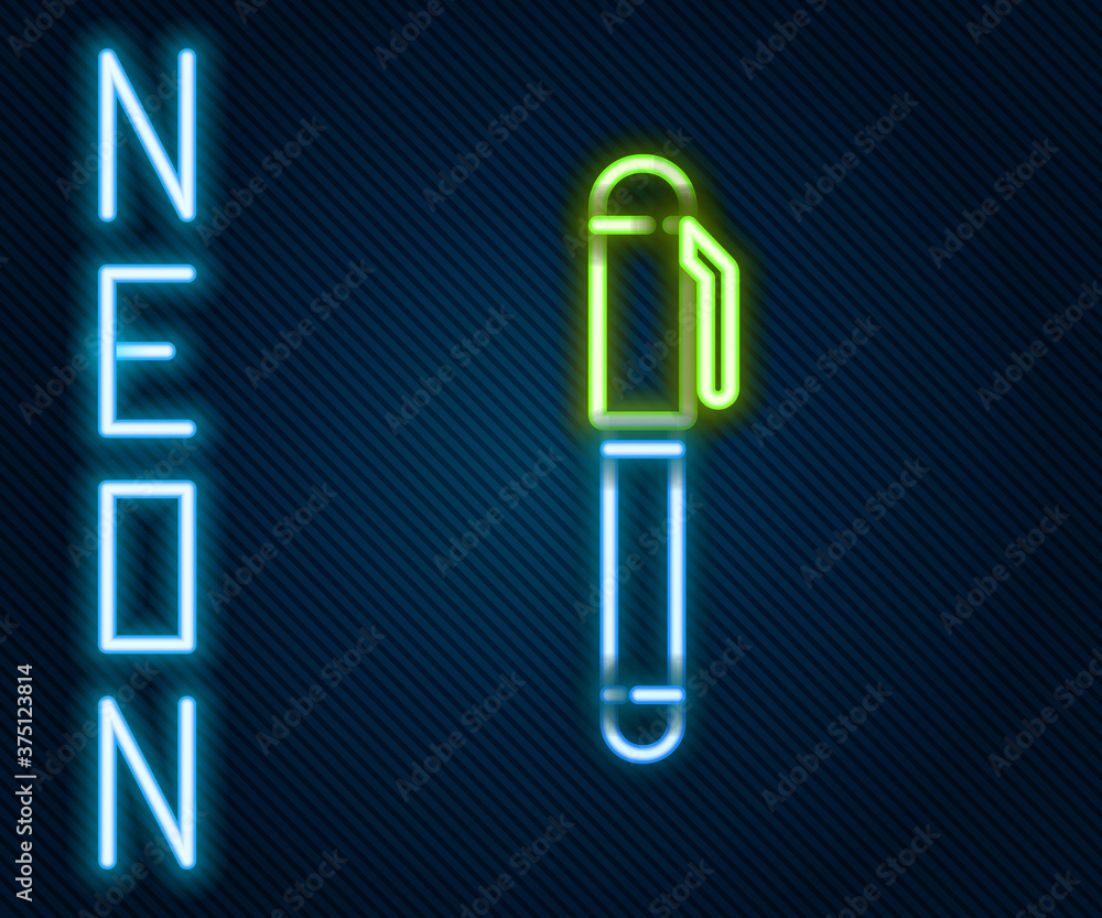 Glowing neon line Pen icon isolated on black background. Colorful outline concept. Vector Illustrati