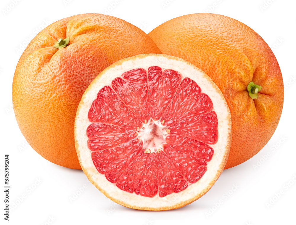 Grapefruit isolated on white background. Grapefruit with clipping path