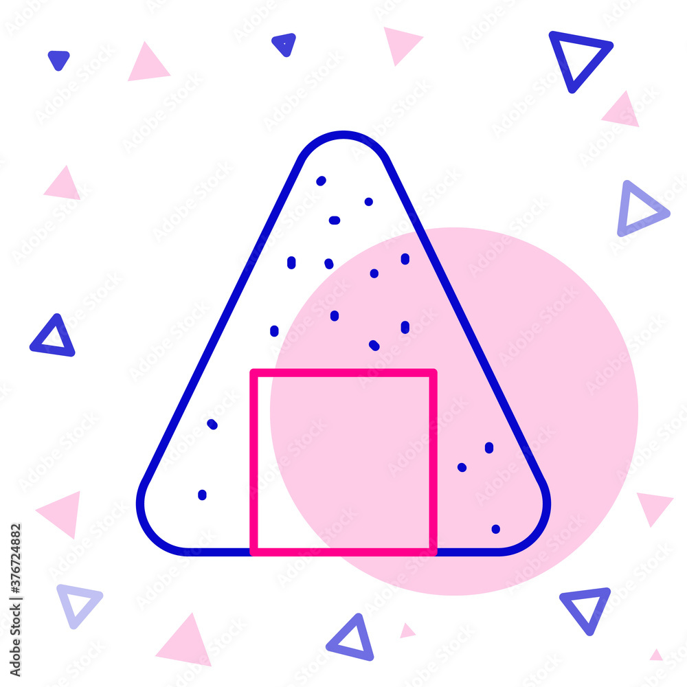 Line Onigiri icon isolated on white background. Japanese food. Colorful outline concept. Vector Illu