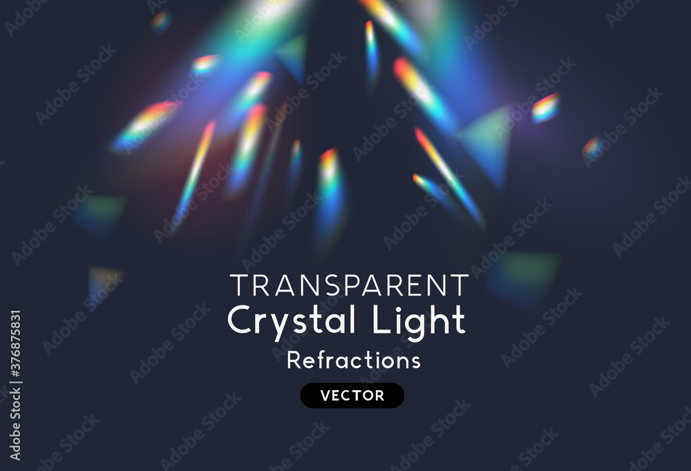 叠加水晶光折射图案，为背景布局添加效果。矢量插图