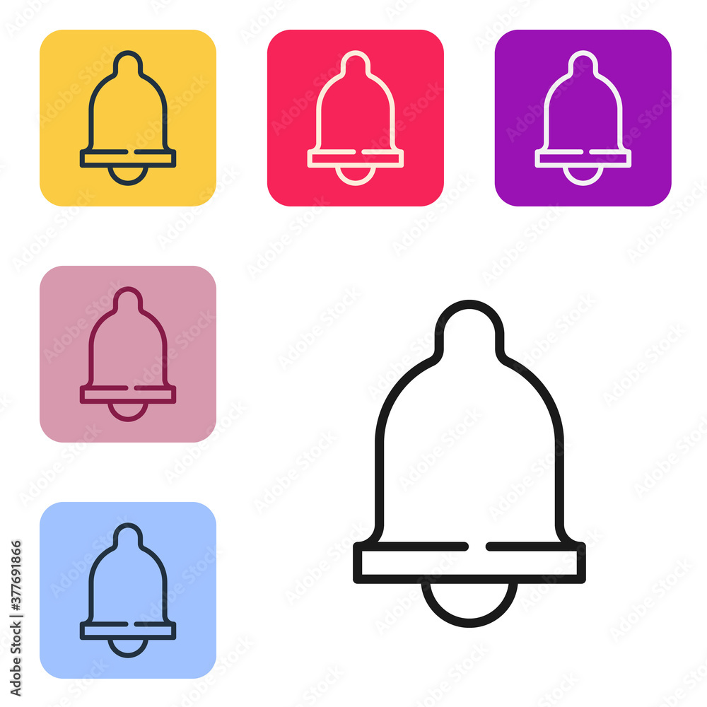 Black line Motion sensor icon isolated on white background. Set icons in color square buttons. Vecto
