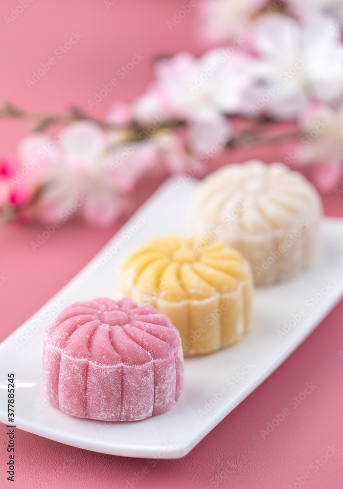七彩雪皮月饼，甜雪月饼，中秋节传统风味甜品