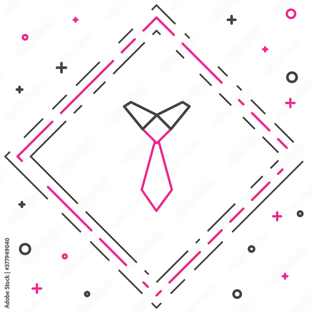 Line Tie icon isolated on white background. Necktie and neckcloth symbol. Colorful outline concept. 