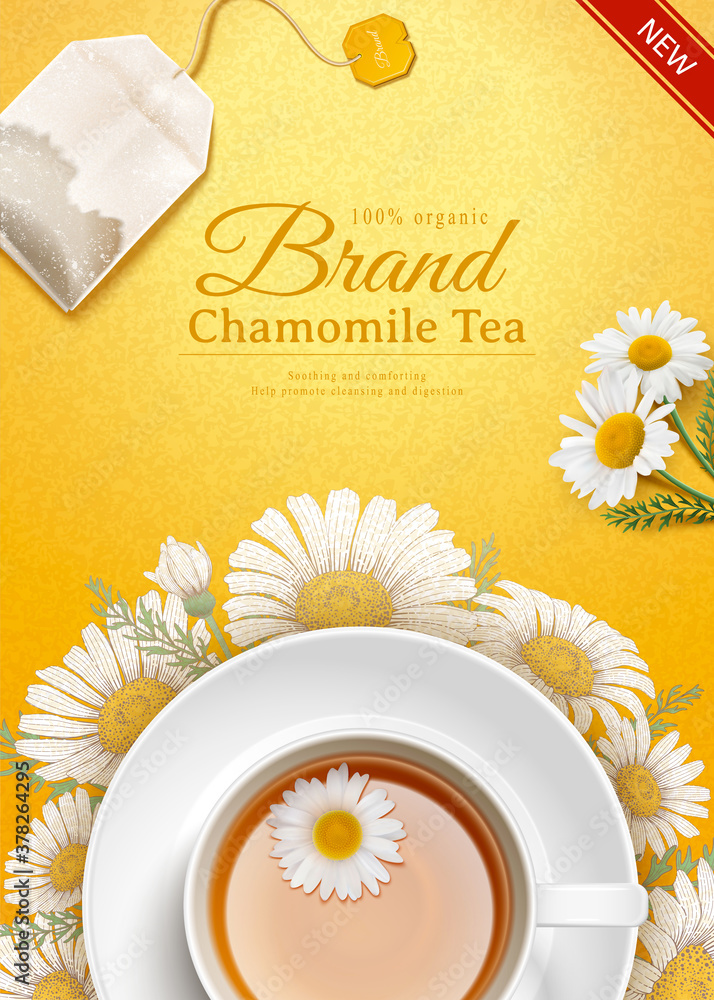 Chamomile tea bag ad