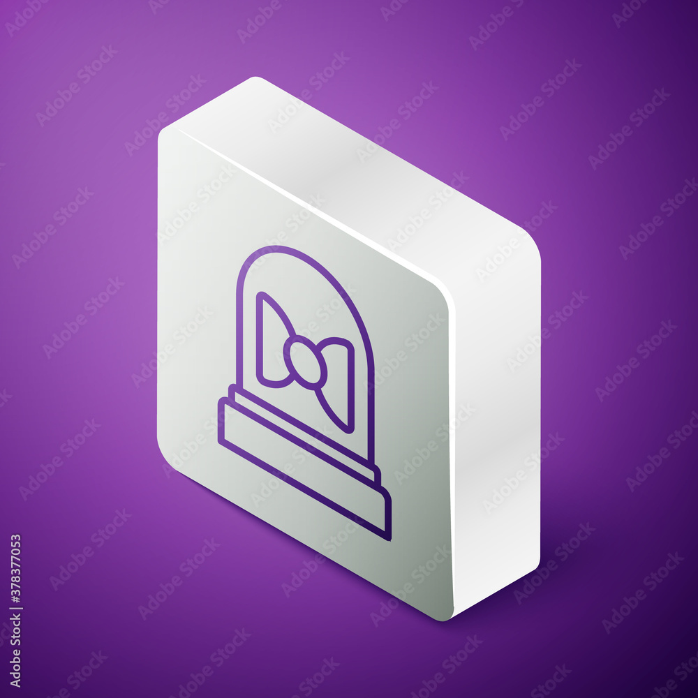 Isometric line Motion sensor icon isolated on purple background. Silver square button. Vector.