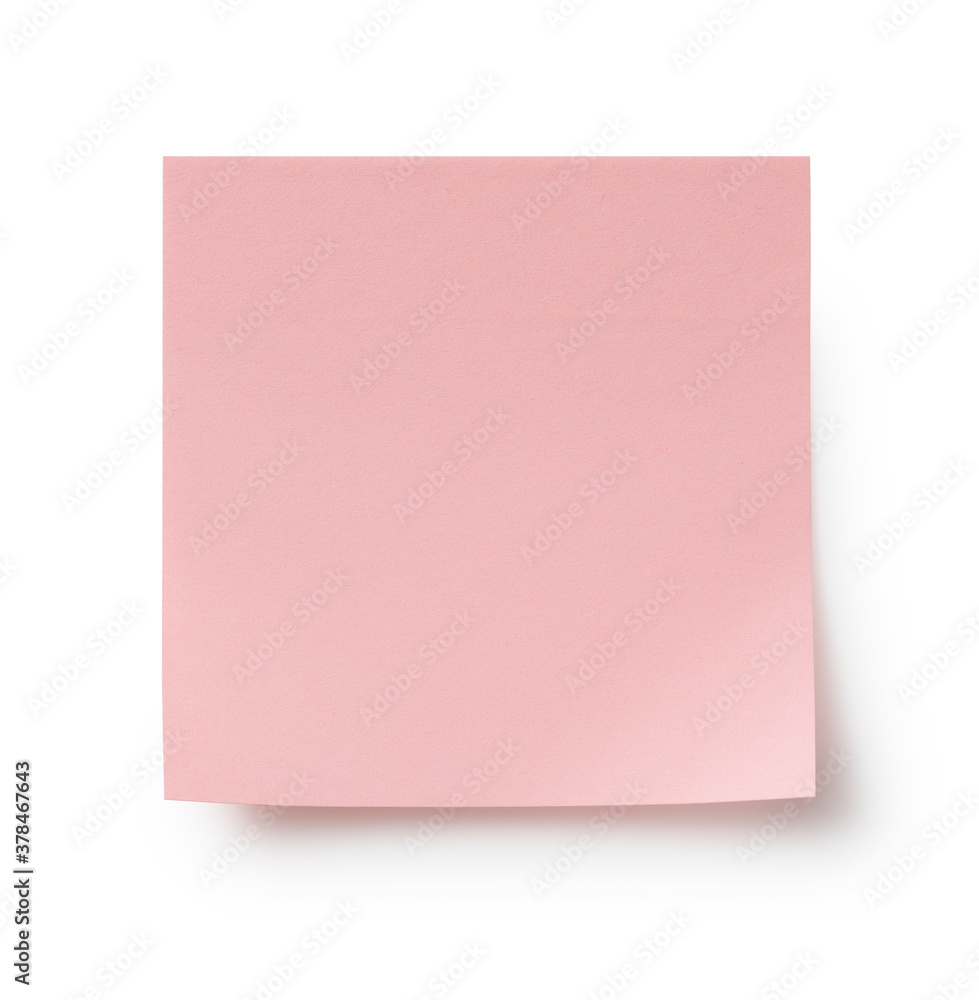 白色背景上的粉红色便签