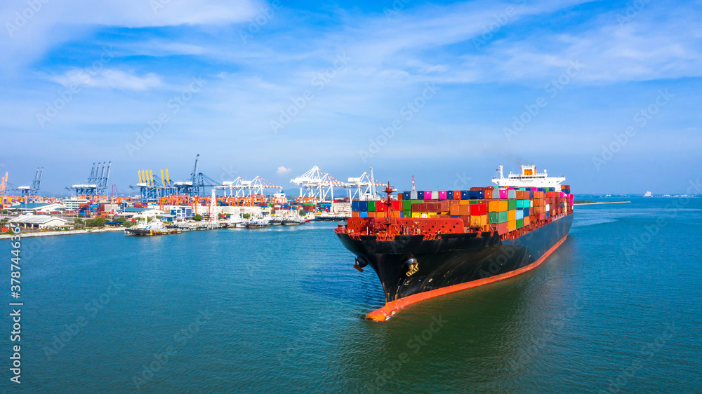 Container ship, Freight shipping maritime vessel, Global business import export commerce trade logis