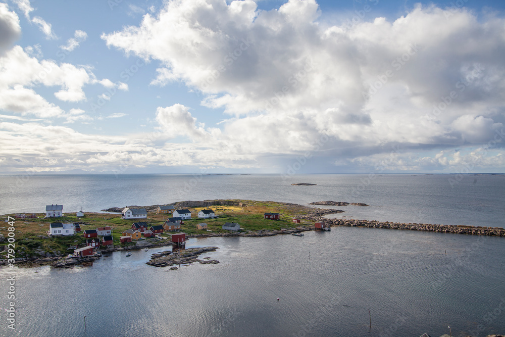 view from Halten Lighthouse. The lighthouse was established in 1875. The tower is 29.5 meters high