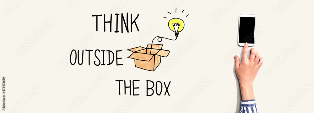 Think outside the box with person using a smartphone