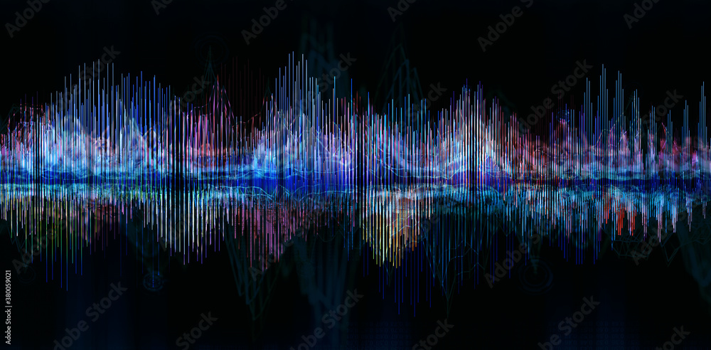 Sound waves of the equalizer isolated on black background.Music and sound abstract background.3d ill