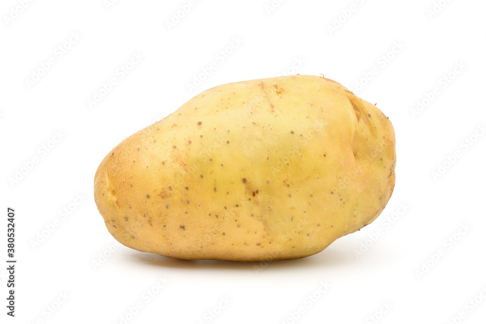 Fresh raw potatoes isolated on white background. Clipping path.
