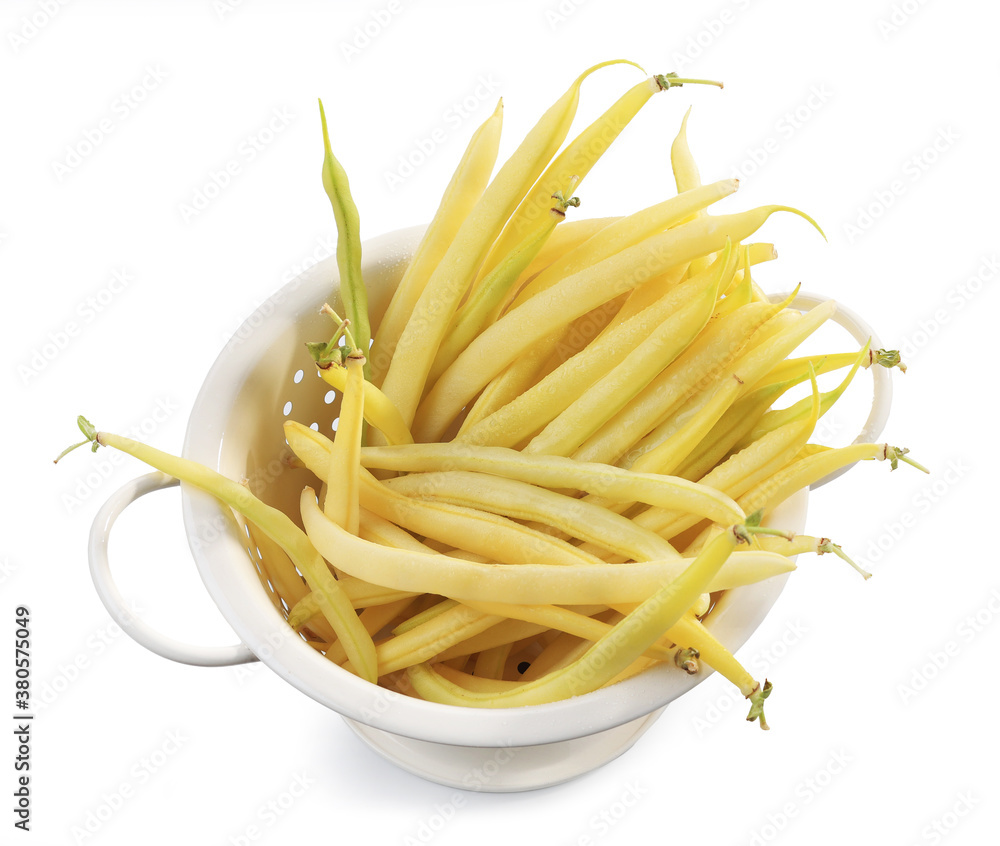 yellow beans in white colander