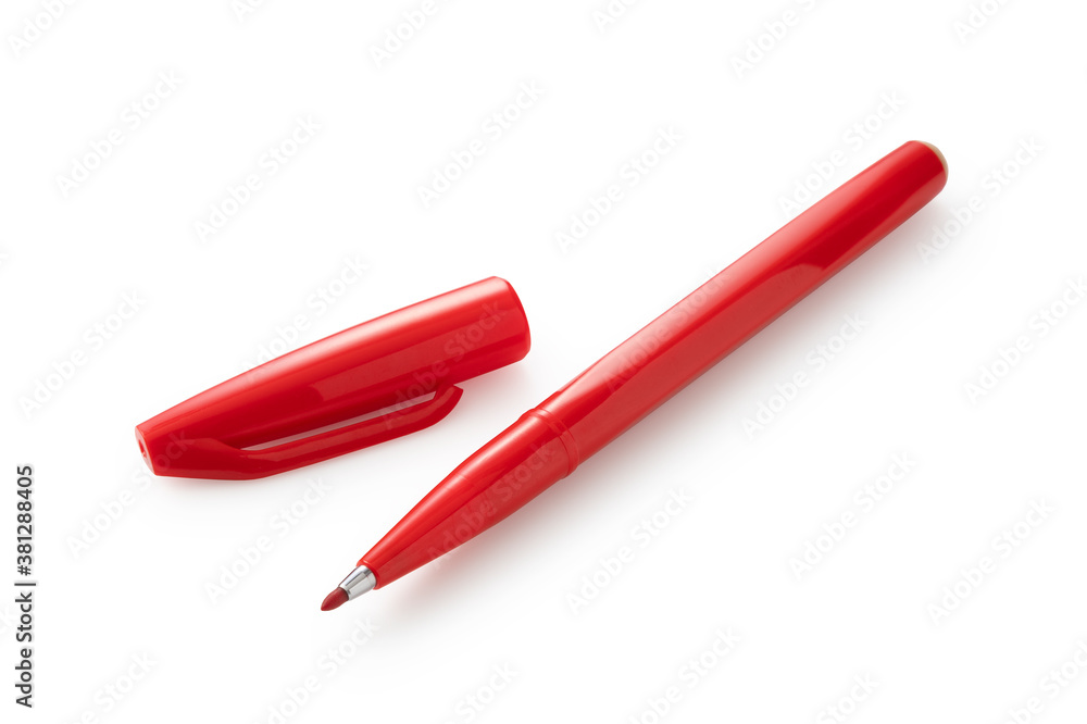白底红笔