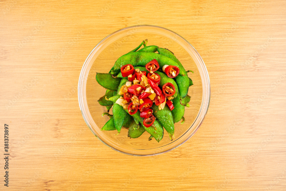 A plate of delicious cold edamame