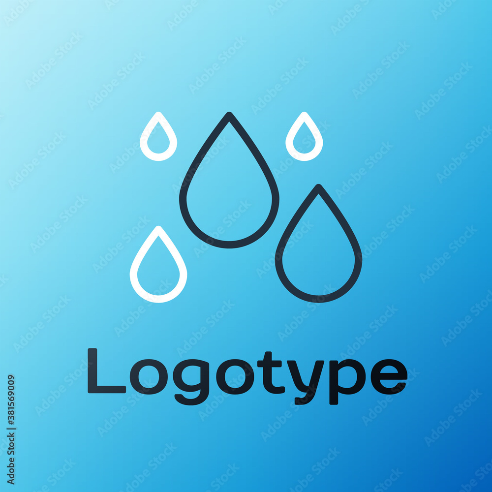 Line Water drop icon isolated on blue background. Colorful outline concept. Vector Illustration.