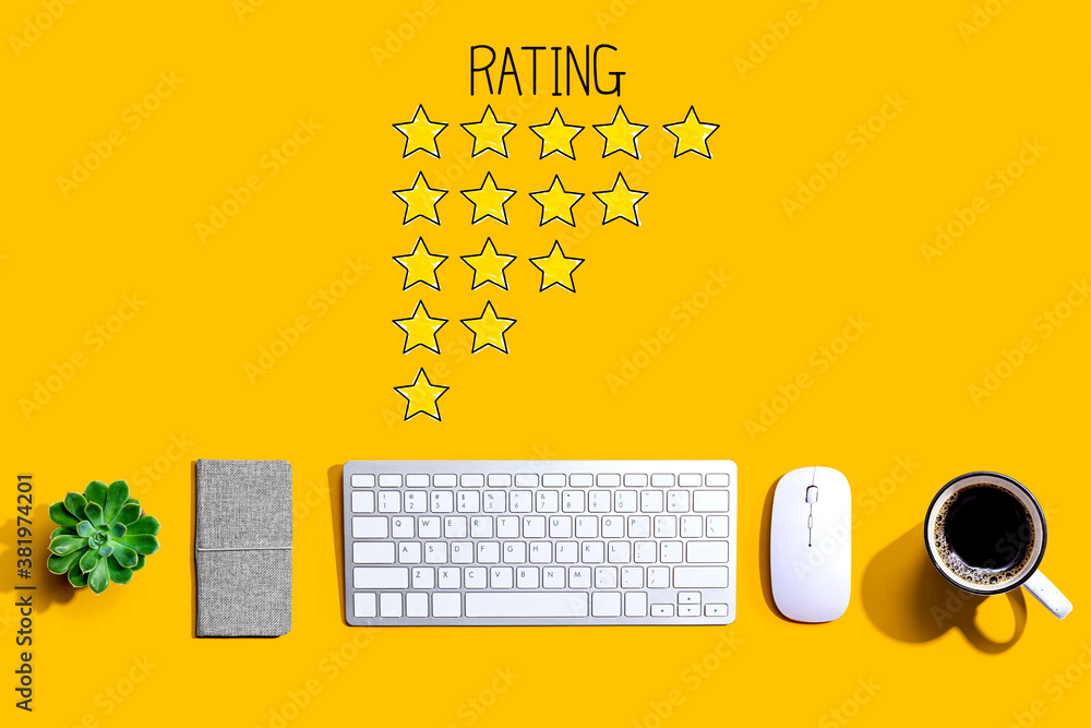 Rating theme with a computer keyboard and a mouse