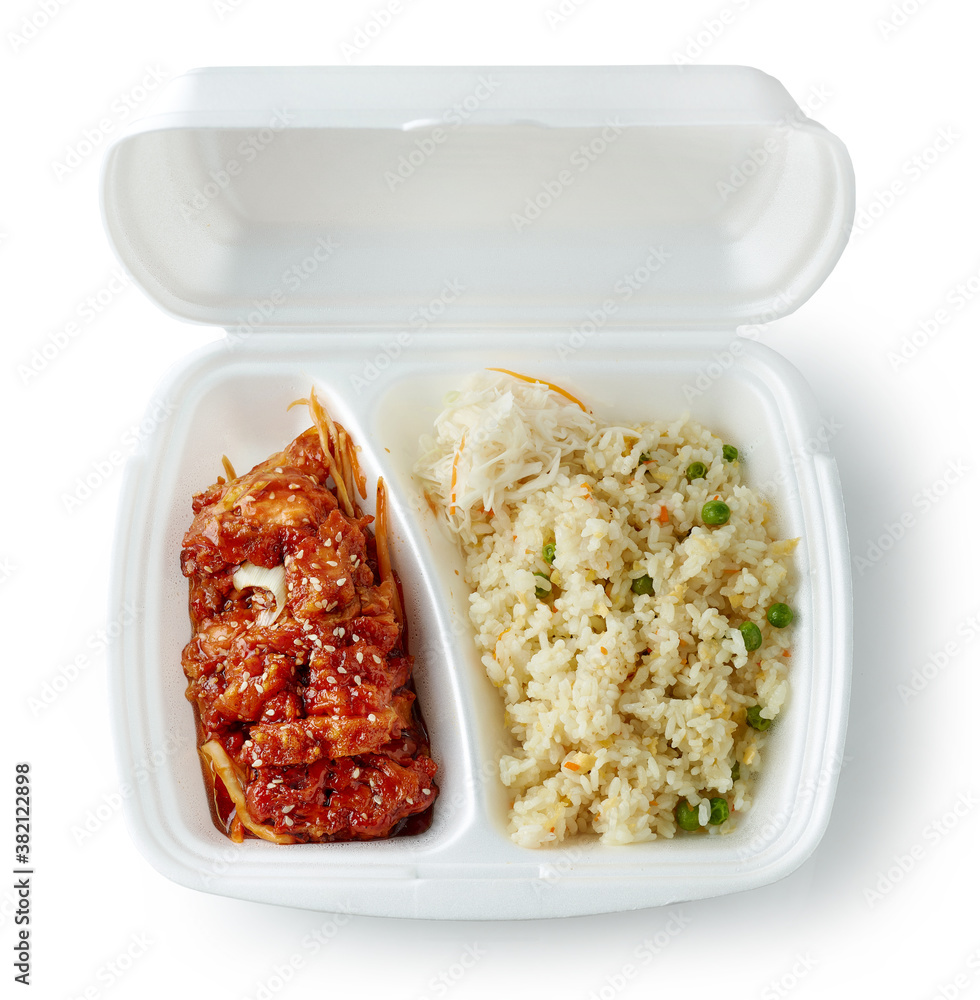 chinese food in take away plastic box