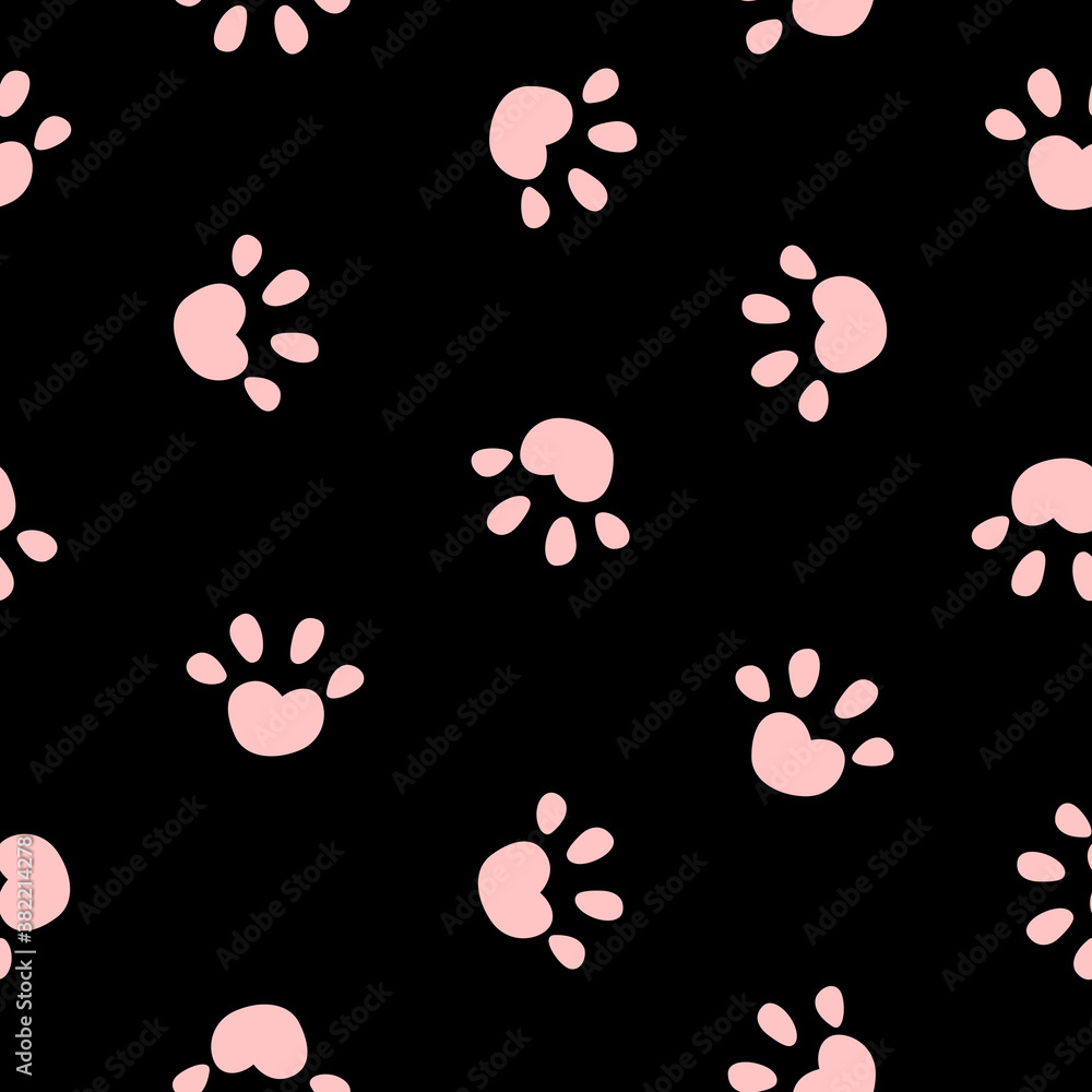 Animal Paw Seamless Pattern Simple Background. Vector Illustration