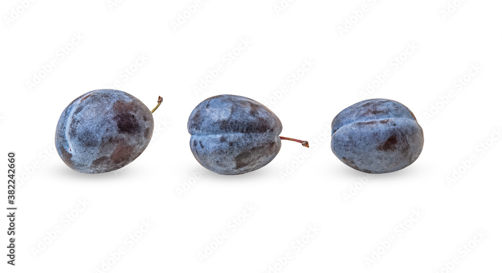 ripe sweet plums isolated on white