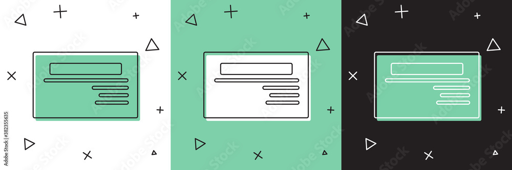 设置名片，名片图标隔离在白色和绿色，黑色背景上。企业标识