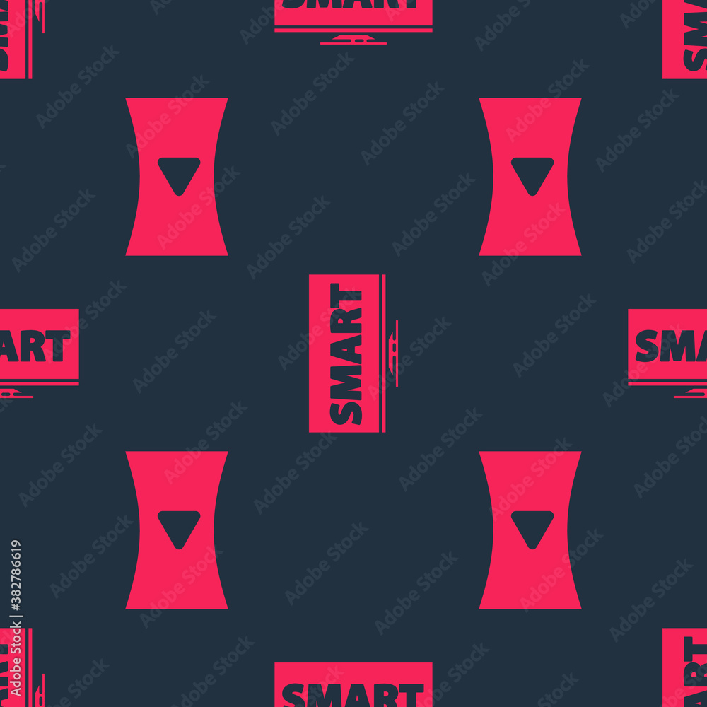 Set Online play video and Screen tv with Smart video on seamless pattern. Vector.