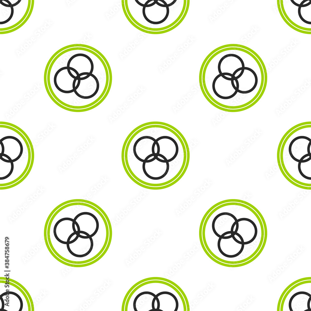 Line RGB and CMYK color mixing icon isolated seamless pattern on white background. Vector.