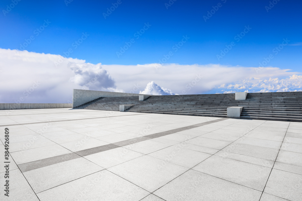 Empty square floor and sky cloud scenery.