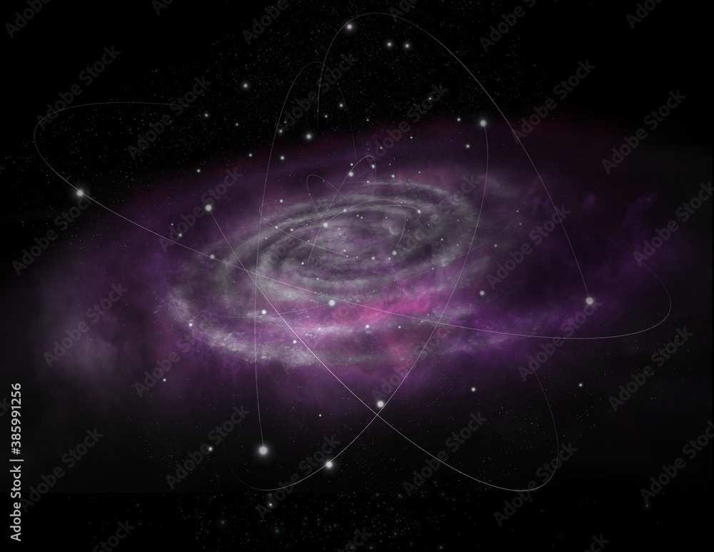 外太空色彩鲜艳的恒星和云场上有星云的黑洞。抽象的太空壁纸