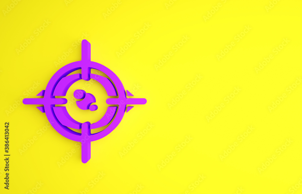 Purple Eye scan icon isolated on yellow background. Scanning eye. Security check symbol. Cyber eye s