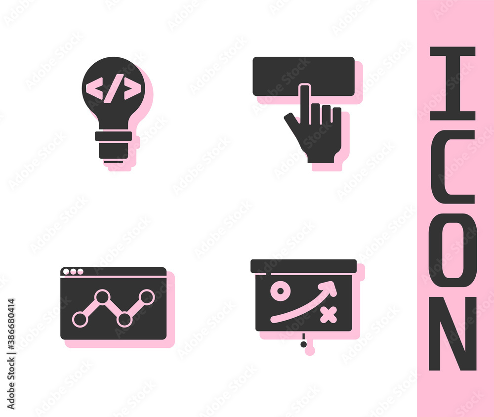 Set Planning strategy concept, Front end development, Website statistic and Keyboard icon. Vector.