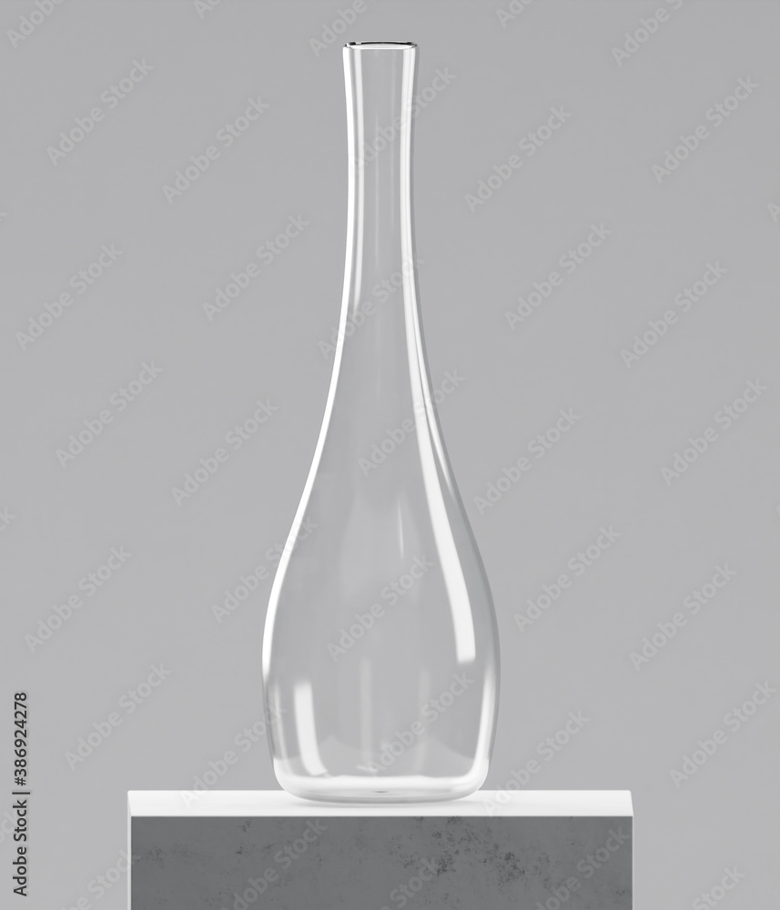 Glass vase on cement table