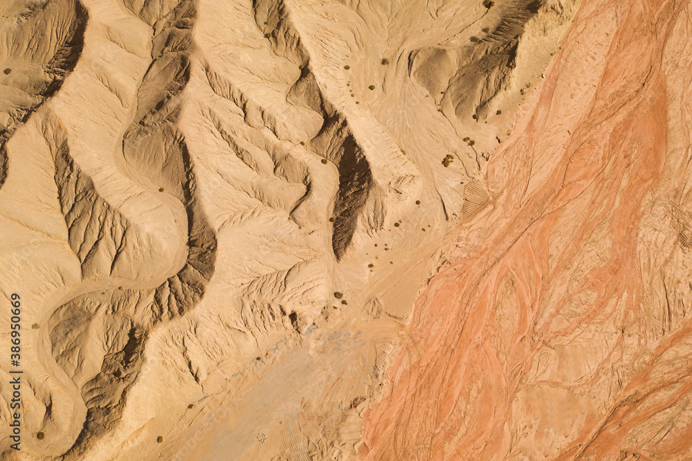 Dryness land with erosion terrain, geomorphology background.