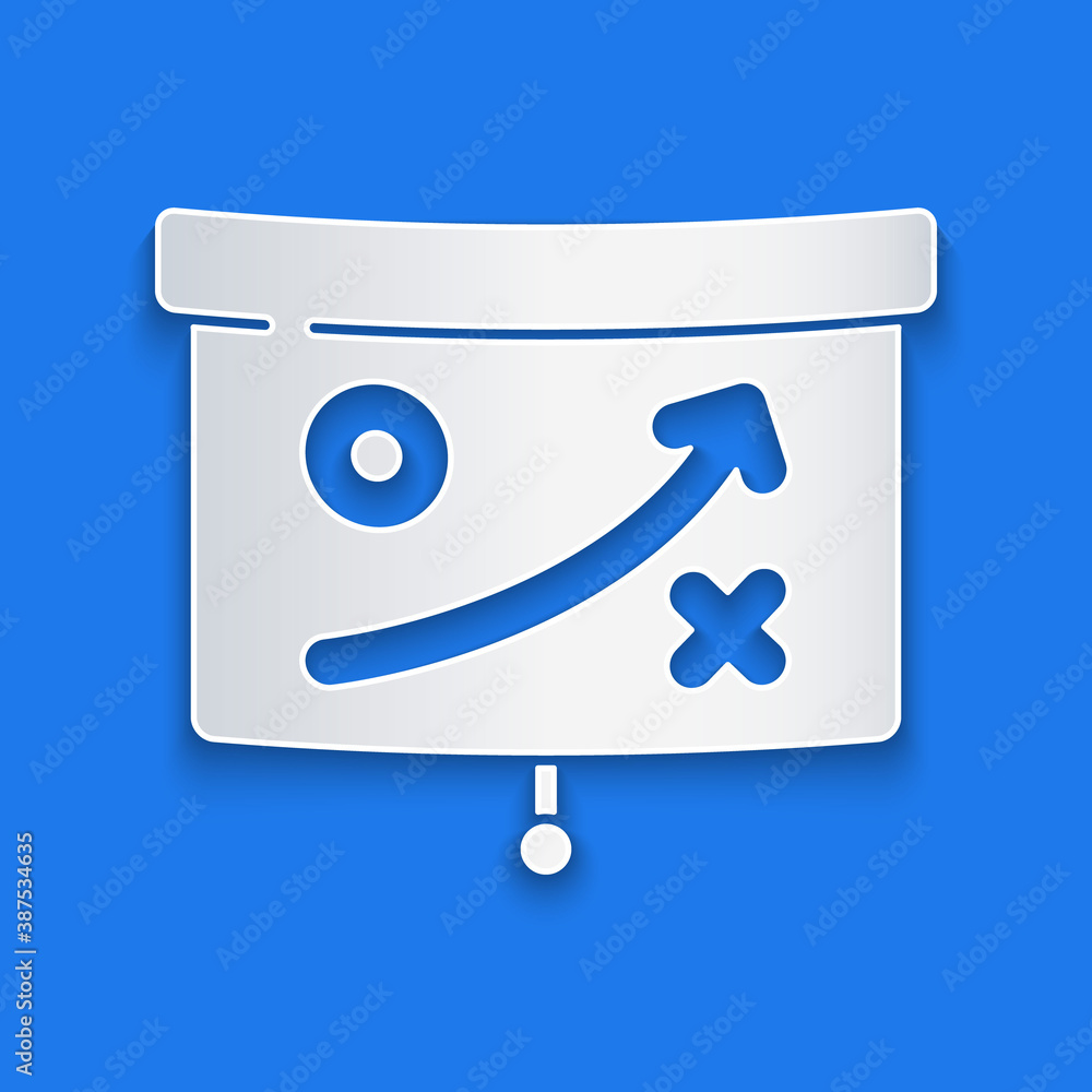 Paper cut Planning strategy concept icon isolated on blue background. Cup formation and tactic. Pape