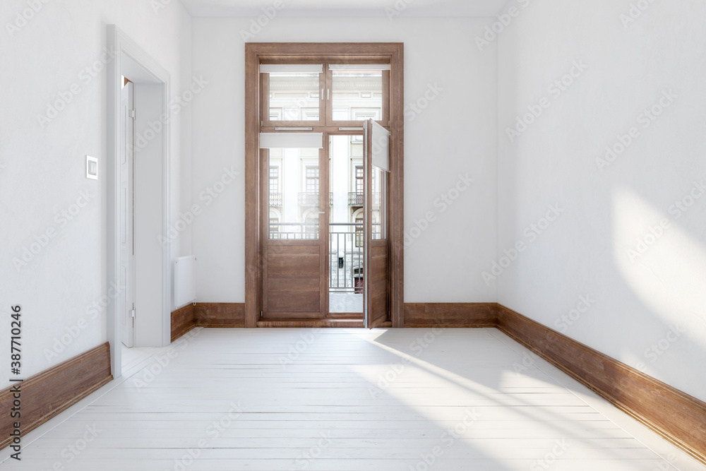 传统建筑内明亮、温馨的家庭房间-三维可视化