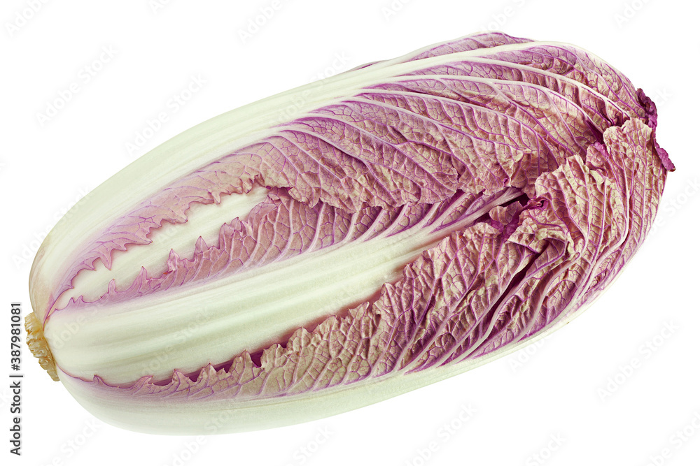 Violet chinese cabbage on white