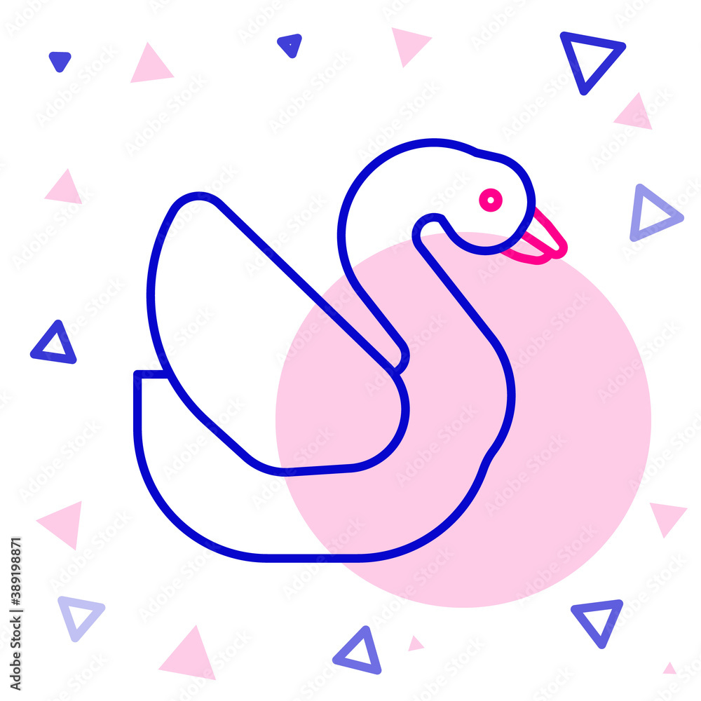 Line Swan bird icon isolated on white background. Animal symbol. Colorful outline concept. Vector.