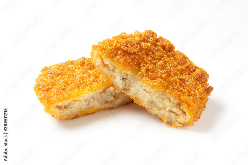 Croquettes on a white background