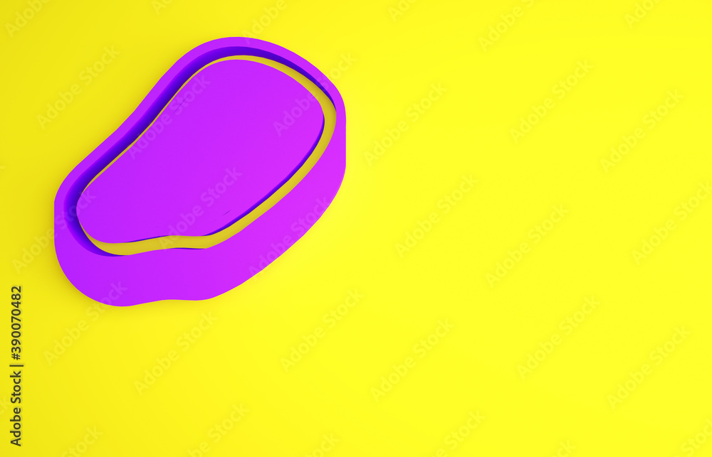Purple Steak meat icon isolated on yellow background. Minimalism concept. 3d illustration 3D render.