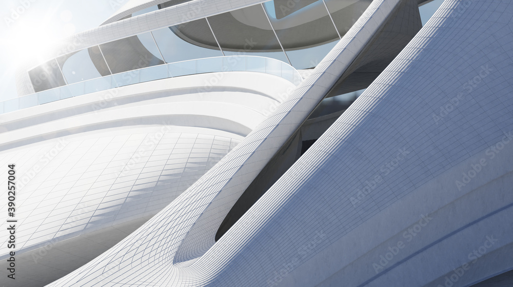 3D渲染未来建筑外观