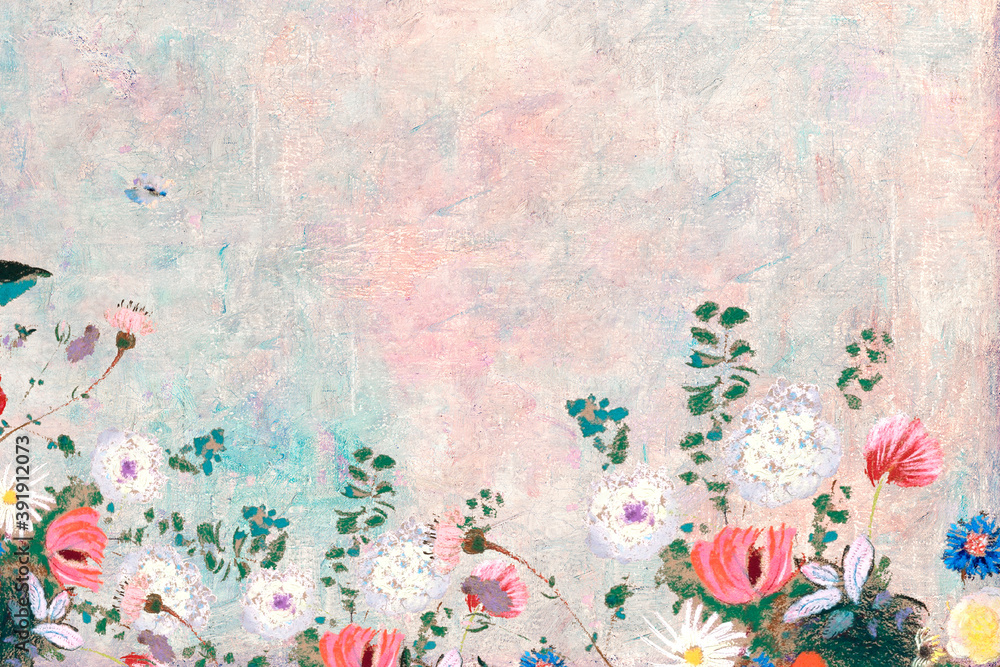 粉色花卉墙纹理背景